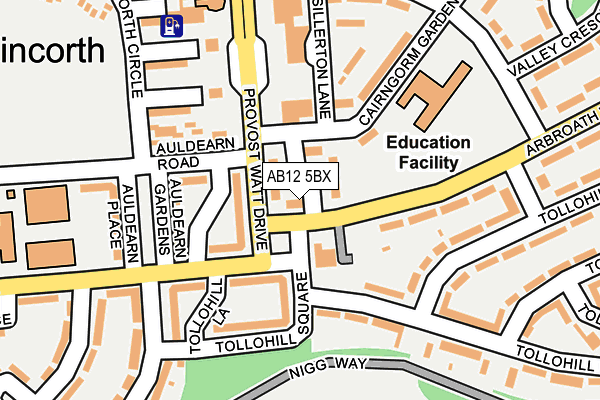 AB12 5BX map - OS OpenMap – Local (Ordnance Survey)