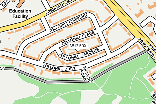 AB12 5DX map - OS OpenMap – Local (Ordnance Survey)