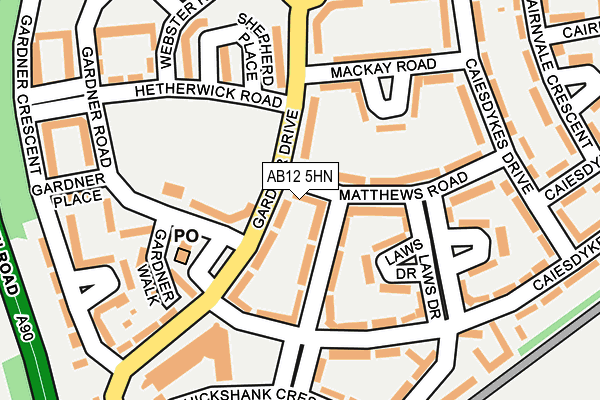 AB12 5HN map - OS OpenMap – Local (Ordnance Survey)