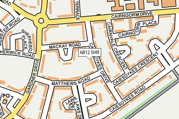 AB12 5HR map - OS OpenMap – Local (Ordnance Survey)