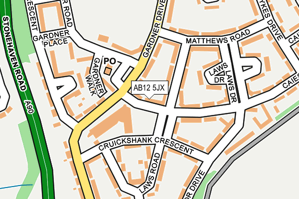 AB12 5JX map - OS OpenMap – Local (Ordnance Survey)