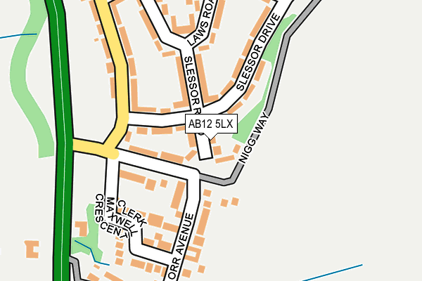 AB12 5LX map - OS OpenMap – Local (Ordnance Survey)