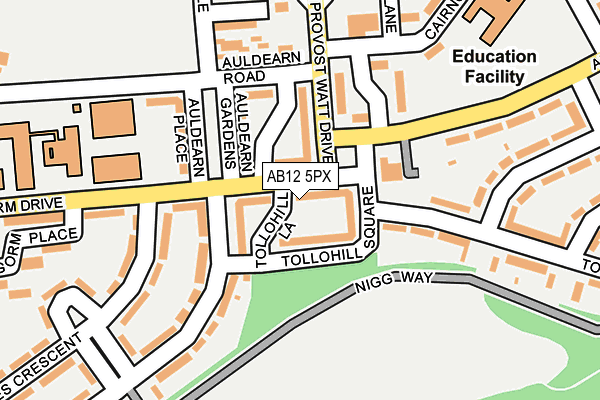 AB12 5PX map - OS OpenMap – Local (Ordnance Survey)