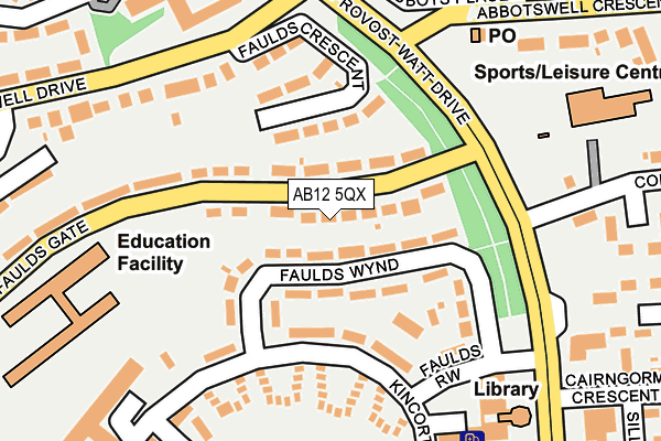 AB12 5QX map - OS OpenMap – Local (Ordnance Survey)
