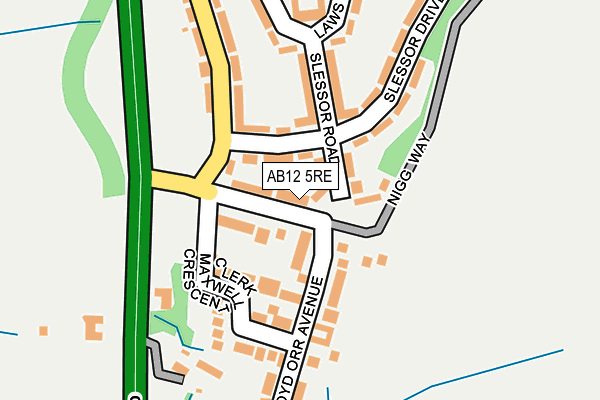 AB12 5RE map - OS OpenMap – Local (Ordnance Survey)