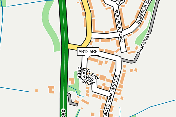 AB12 5RF map - OS OpenMap – Local (Ordnance Survey)