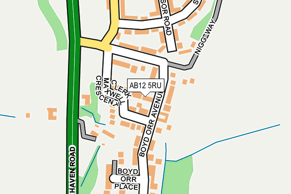 AB12 5RU map - OS OpenMap – Local (Ordnance Survey)