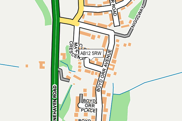 AB12 5RW map - OS OpenMap – Local (Ordnance Survey)