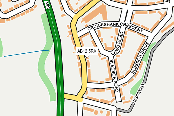 AB12 5RX map - OS OpenMap – Local (Ordnance Survey)