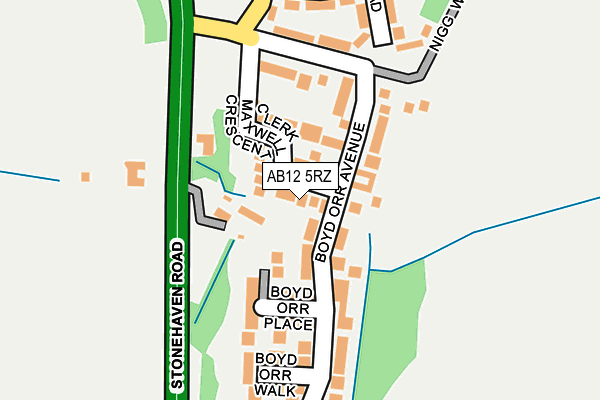 AB12 5RZ map - OS OpenMap – Local (Ordnance Survey)