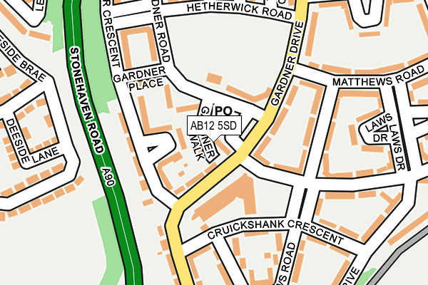 AB12 5SD map - OS OpenMap – Local (Ordnance Survey)