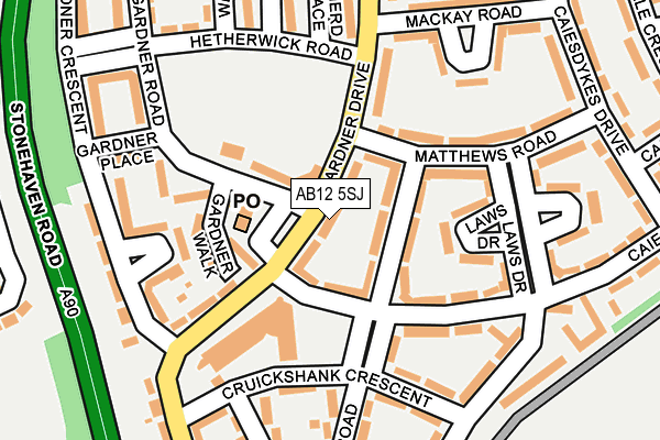 AB12 5SJ map - OS OpenMap – Local (Ordnance Survey)