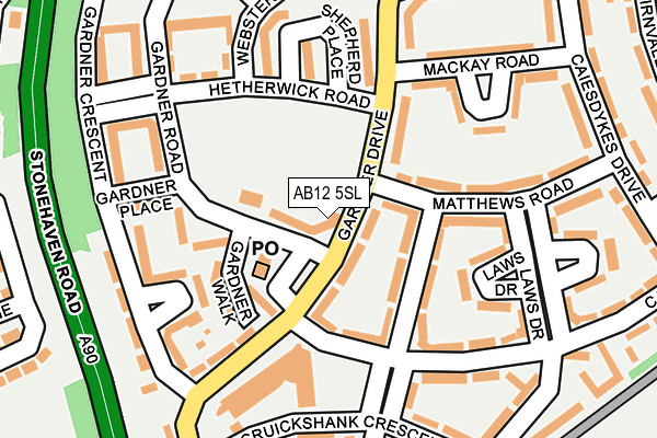 AB12 5SL map - OS OpenMap – Local (Ordnance Survey)