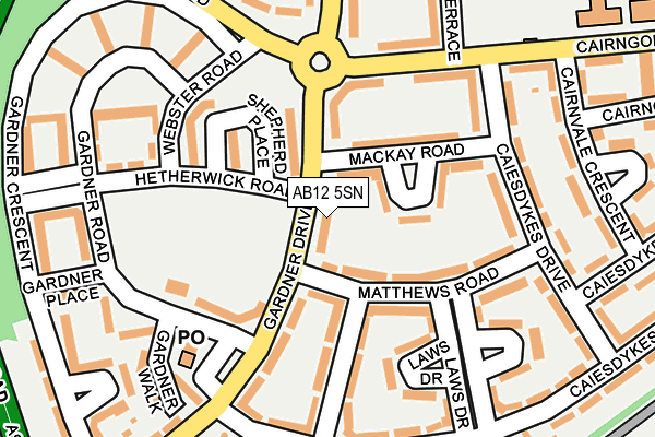 AB12 5SN map - OS OpenMap – Local (Ordnance Survey)
