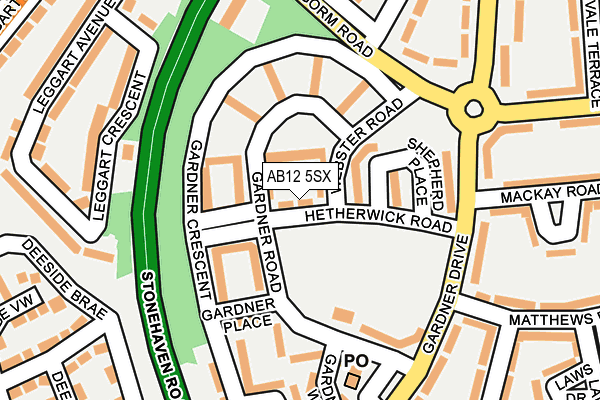 AB12 5SX map - OS OpenMap – Local (Ordnance Survey)