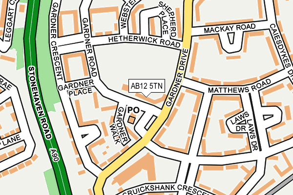AB12 5TN map - OS OpenMap – Local (Ordnance Survey)