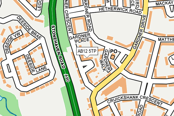 AB12 5TP map - OS OpenMap – Local (Ordnance Survey)