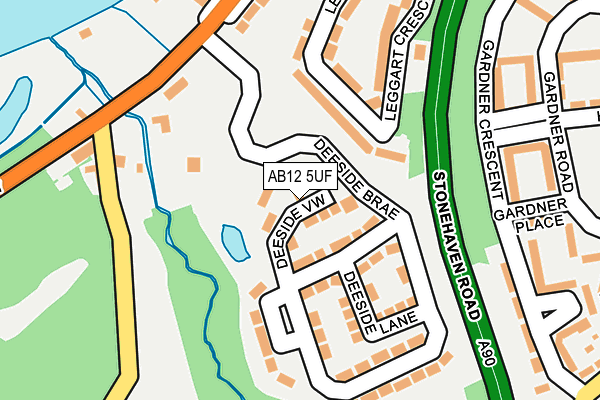 AB12 5UF map - OS OpenMap – Local (Ordnance Survey)