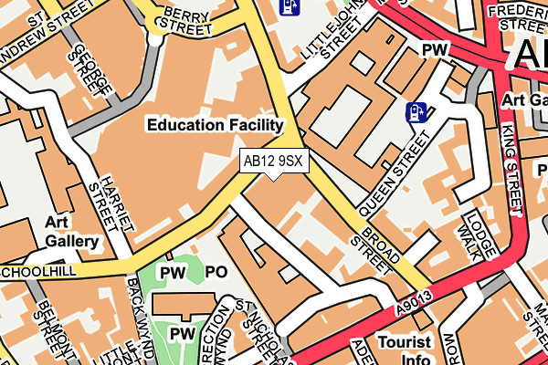 AB12 9SX map - OS OpenMap – Local (Ordnance Survey)