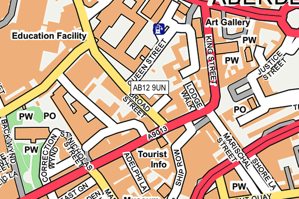 AB12 9UN map - OS OpenMap – Local (Ordnance Survey)