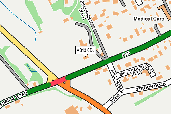 AB13 0DJ map - OS OpenMap – Local (Ordnance Survey)