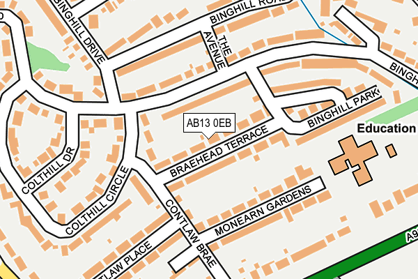 AB13 0EB map - OS OpenMap – Local (Ordnance Survey)
