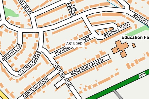 AB13 0ED map - OS OpenMap – Local (Ordnance Survey)