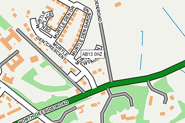 AB13 0HZ map - OS OpenMap – Local (Ordnance Survey)