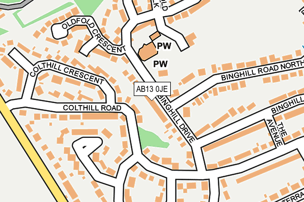 AB13 0JE map - OS OpenMap – Local (Ordnance Survey)
