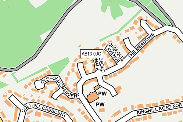 AB13 0JG map - OS OpenMap – Local (Ordnance Survey)