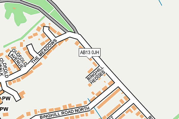 AB13 0JH map - OS OpenMap – Local (Ordnance Survey)