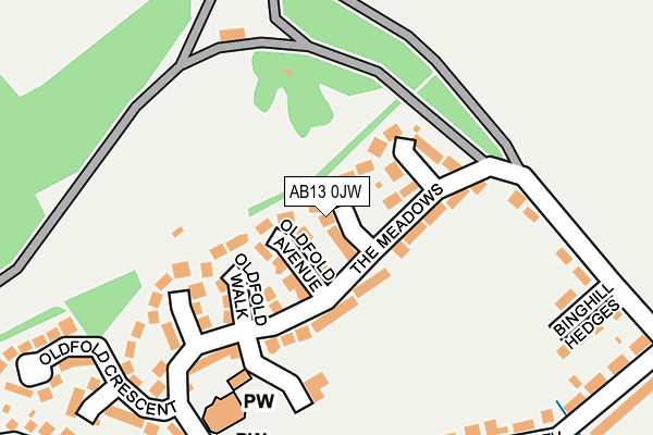 AB13 0JW map - OS OpenMap – Local (Ordnance Survey)