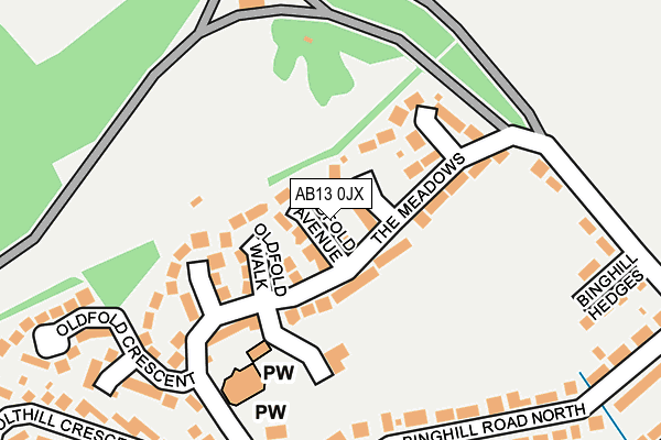 AB13 0JX map - OS OpenMap – Local (Ordnance Survey)