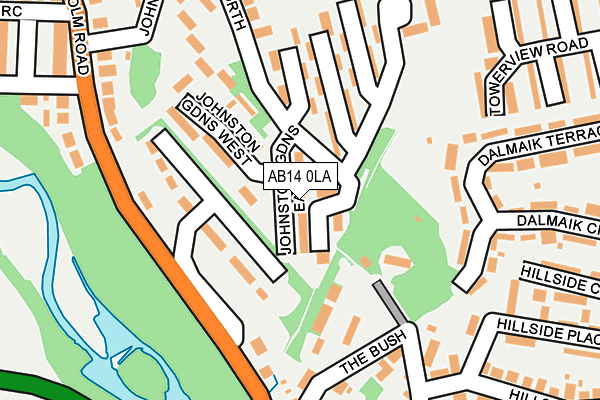 AB14 0LA map - OS OpenMap – Local (Ordnance Survey)