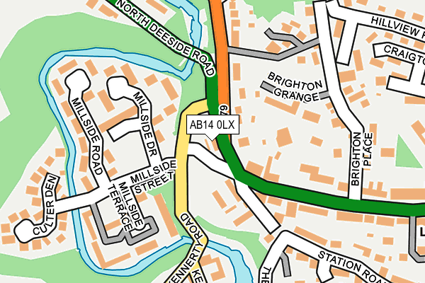 AB14 0LX map - OS OpenMap – Local (Ordnance Survey)