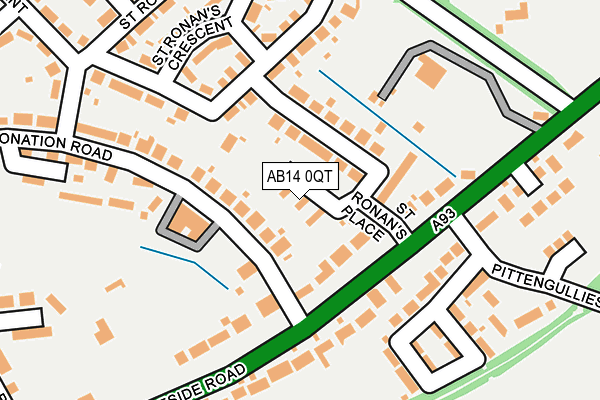 AB14 0QT map - OS OpenMap – Local (Ordnance Survey)