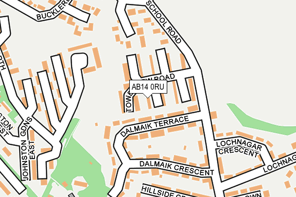 AB14 0RU map - OS OpenMap – Local (Ordnance Survey)