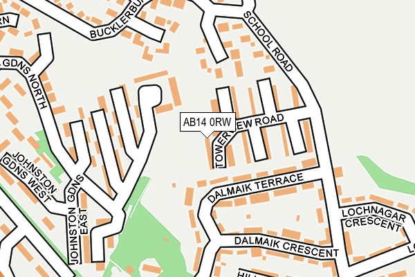 AB14 0RW map - OS OpenMap – Local (Ordnance Survey)