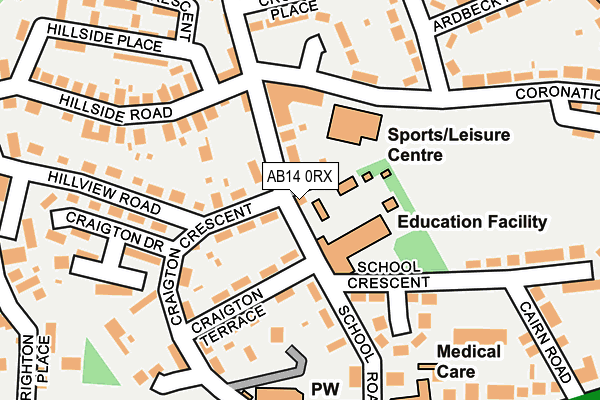 AB14 0RX map - OS OpenMap – Local (Ordnance Survey)