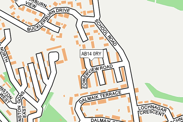 AB14 0RY map - OS OpenMap – Local (Ordnance Survey)