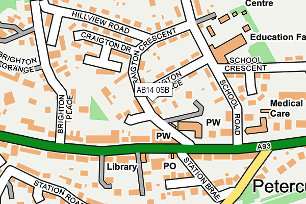AB14 0SB map - OS OpenMap – Local (Ordnance Survey)