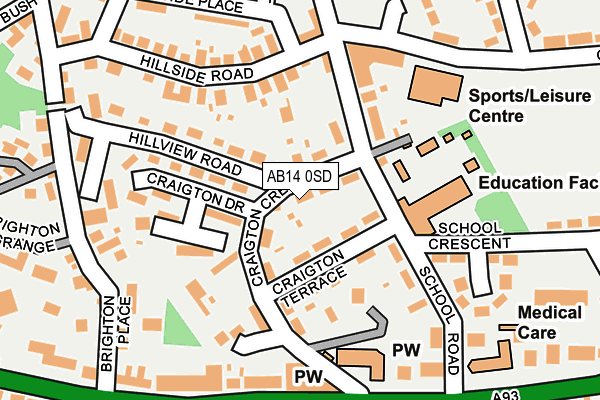 AB14 0SD map - OS OpenMap – Local (Ordnance Survey)