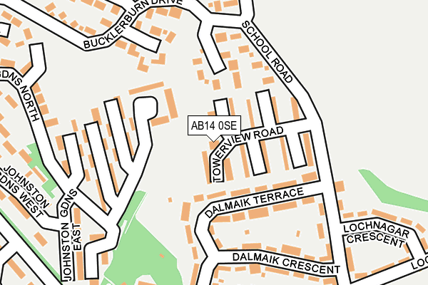 AB14 0SE map - OS OpenMap – Local (Ordnance Survey)