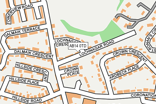 AB14 0TD map - OS OpenMap – Local (Ordnance Survey)