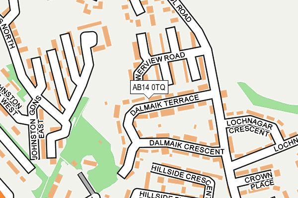AB14 0TQ map - OS OpenMap – Local (Ordnance Survey)