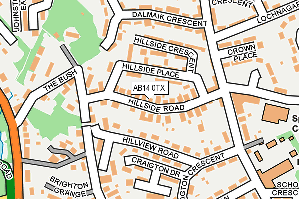 AB14 0TX map - OS OpenMap – Local (Ordnance Survey)