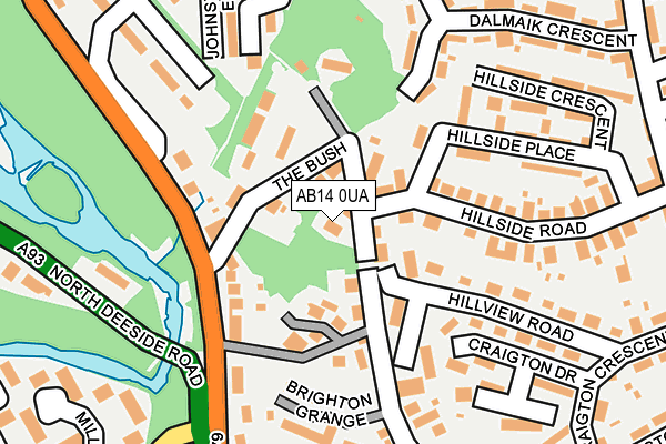 AB14 0UA map - OS OpenMap – Local (Ordnance Survey)