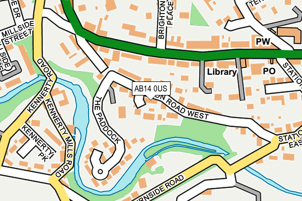 AB14 0US map - OS OpenMap – Local (Ordnance Survey)