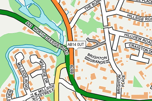 AB14 0UT map - OS OpenMap – Local (Ordnance Survey)