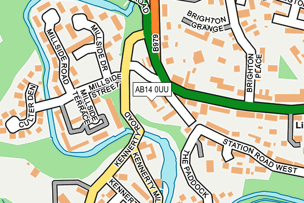 AB14 0UU map - OS OpenMap – Local (Ordnance Survey)